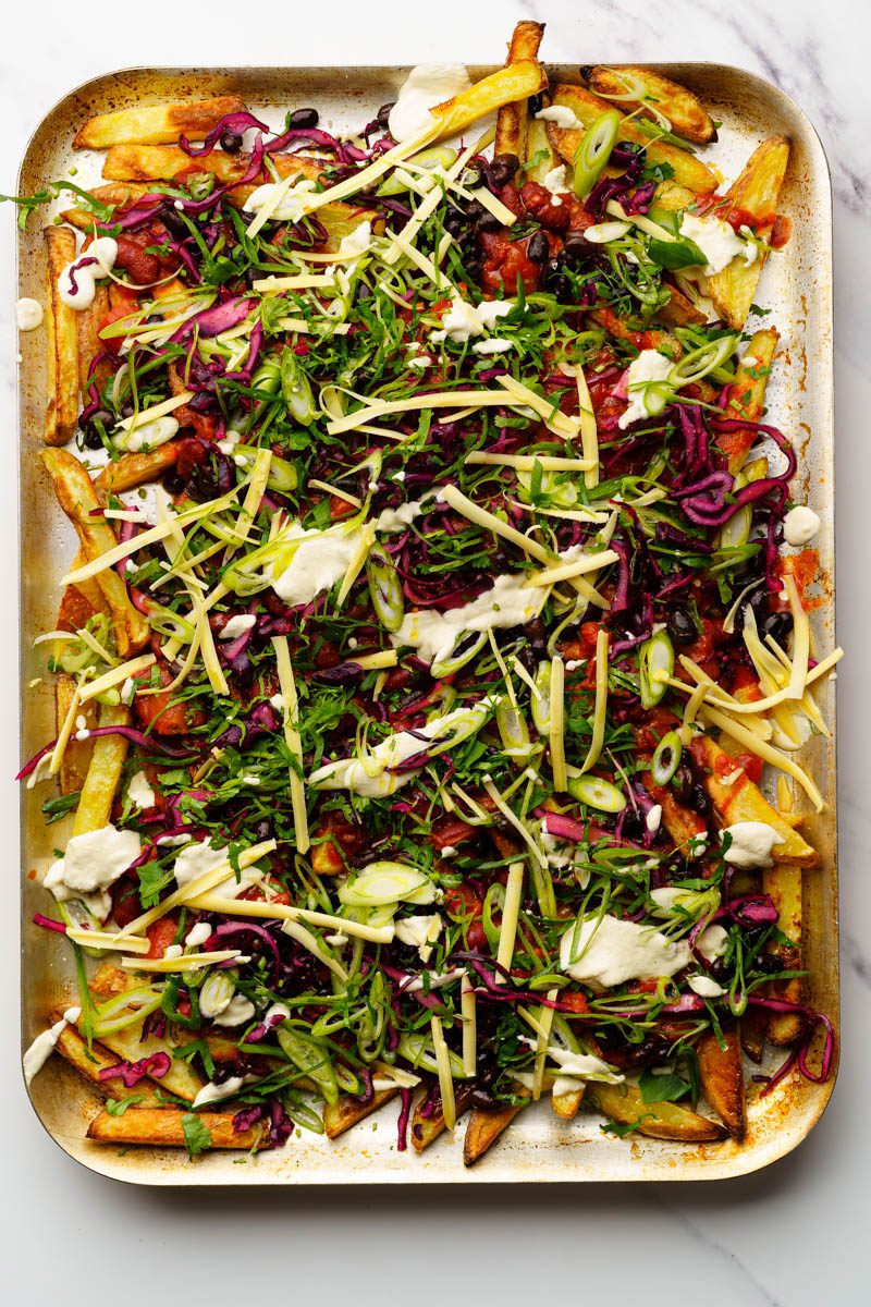 fully loaded oven chips tray